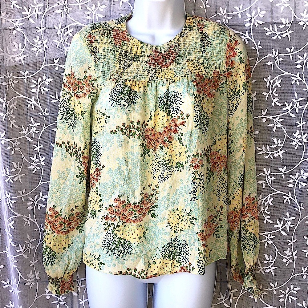 NWT Zara Smocked Floral Top
